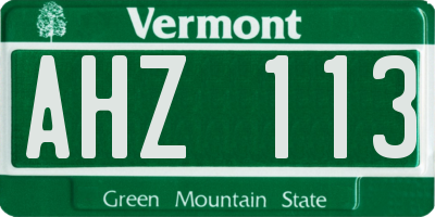 VT license plate AHZ113