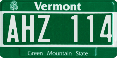 VT license plate AHZ114