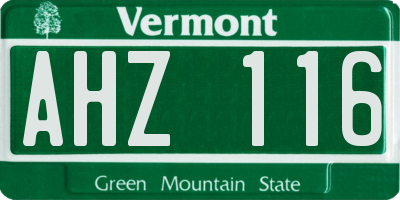 VT license plate AHZ116