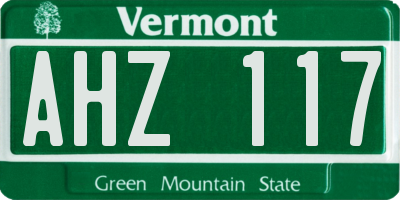 VT license plate AHZ117