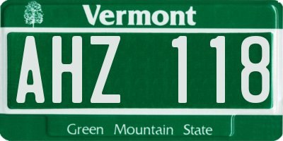 VT license plate AHZ118