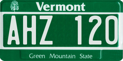 VT license plate AHZ120
