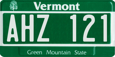VT license plate AHZ121