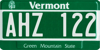 VT license plate AHZ122
