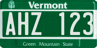 VT license plate AHZ123