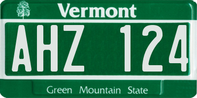 VT license plate AHZ124