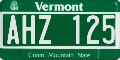 VT license plate AHZ125