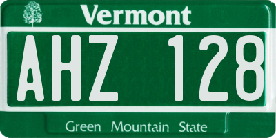 VT license plate AHZ128