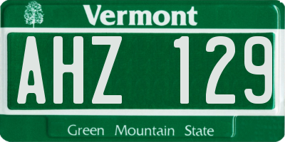 VT license plate AHZ129