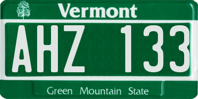 VT license plate AHZ133
