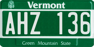 VT license plate AHZ136