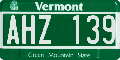 VT license plate AHZ139