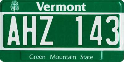 VT license plate AHZ143