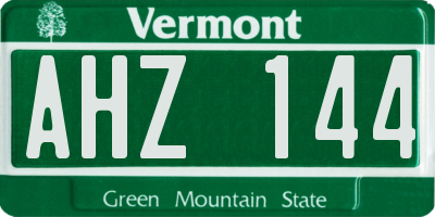 VT license plate AHZ144