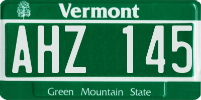 VT license plate AHZ145