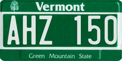 VT license plate AHZ150