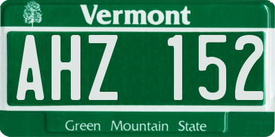VT license plate AHZ152