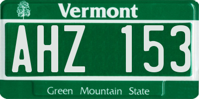 VT license plate AHZ153