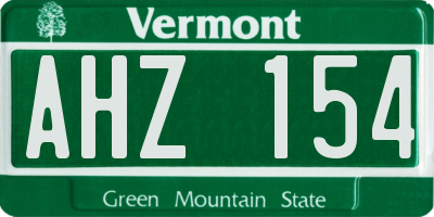 VT license plate AHZ154