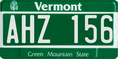 VT license plate AHZ156