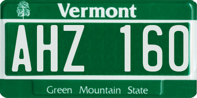 VT license plate AHZ160