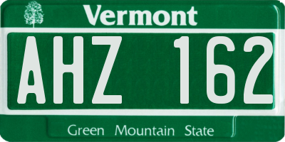 VT license plate AHZ162