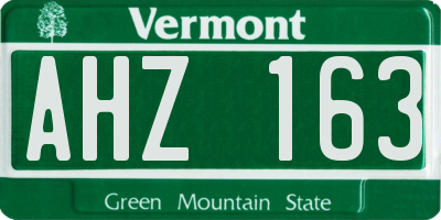 VT license plate AHZ163