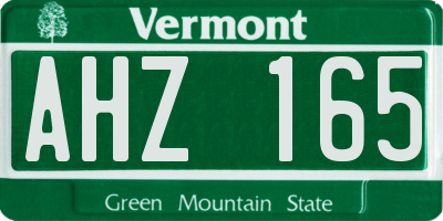 VT license plate AHZ165