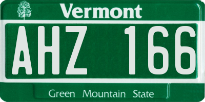 VT license plate AHZ166