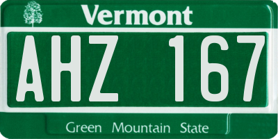 VT license plate AHZ167