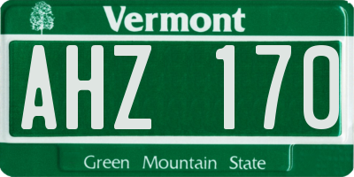 VT license plate AHZ170