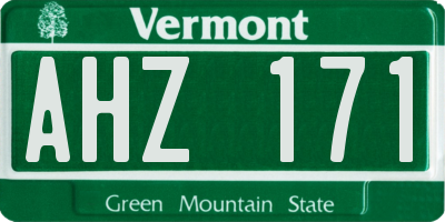 VT license plate AHZ171