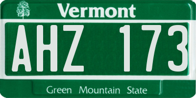 VT license plate AHZ173