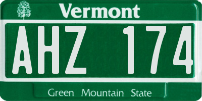 VT license plate AHZ174