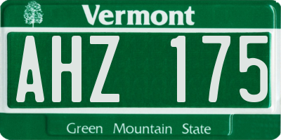 VT license plate AHZ175