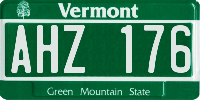 VT license plate AHZ176