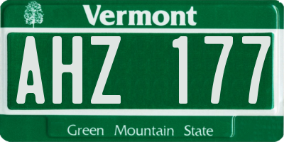 VT license plate AHZ177