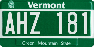 VT license plate AHZ181