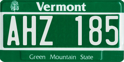 VT license plate AHZ185