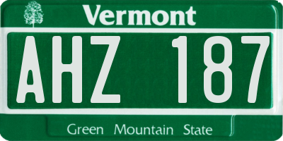 VT license plate AHZ187