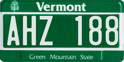 VT license plate AHZ188