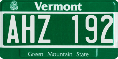 VT license plate AHZ192