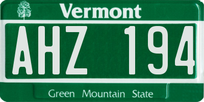 VT license plate AHZ194