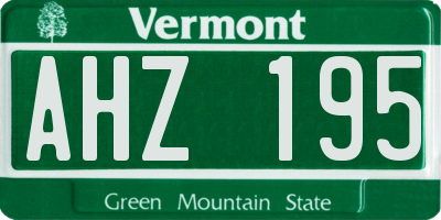 VT license plate AHZ195