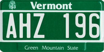 VT license plate AHZ196