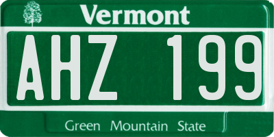VT license plate AHZ199