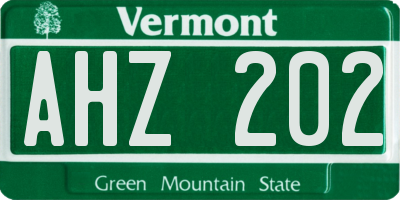 VT license plate AHZ202