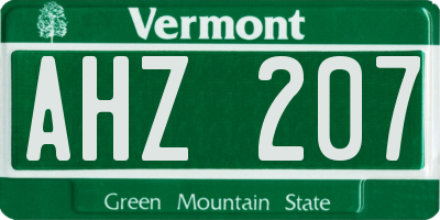 VT license plate AHZ207