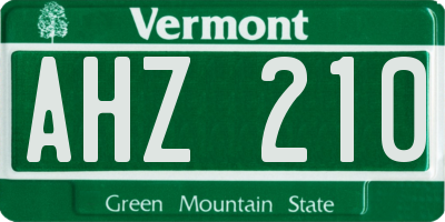 VT license plate AHZ210