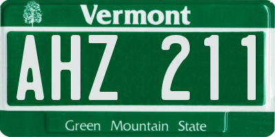 VT license plate AHZ211